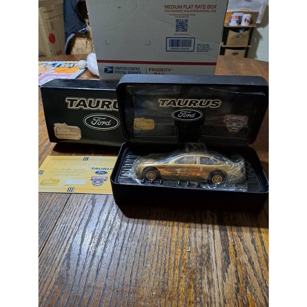 Vintage 98 Racing Champion 24K Gold Nascar 50th Anniversary Ford Taurus Race Car